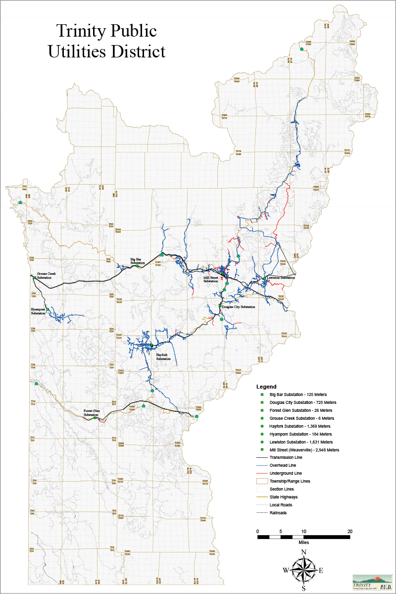 Trinity Public Utilies District service area map